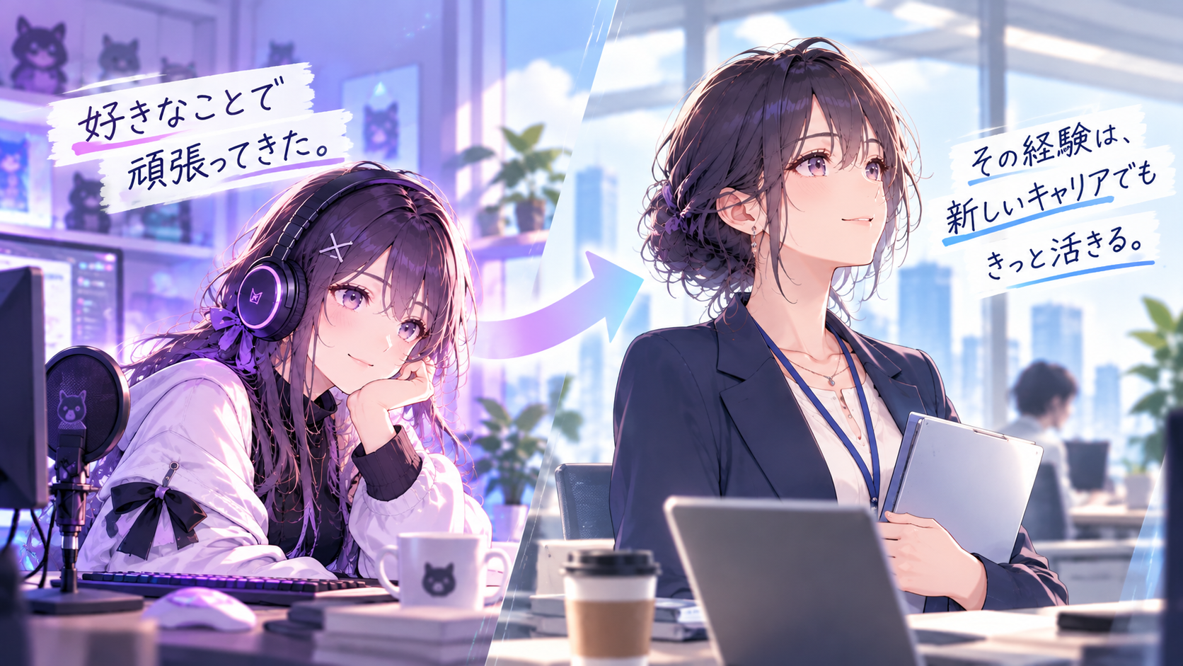 VTuber活動の経験を新しいキャリアに生かすイメージ